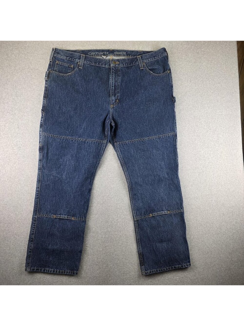 Carhartt Jeans Mens 42x30 Relaxed Straight Blue Double Front Denim Rugged Flex